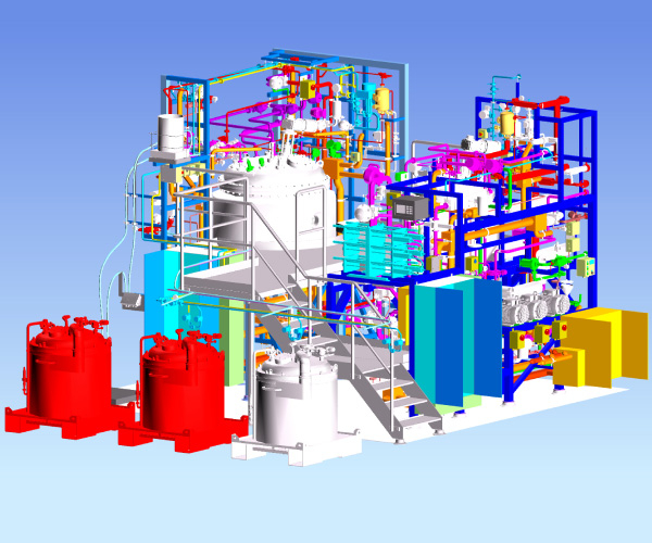 3D-Modell des Downstream-Produktionssystems für ADCs